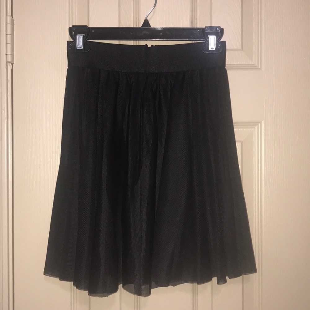 bebe Black Sheer Mini Skater Skirt